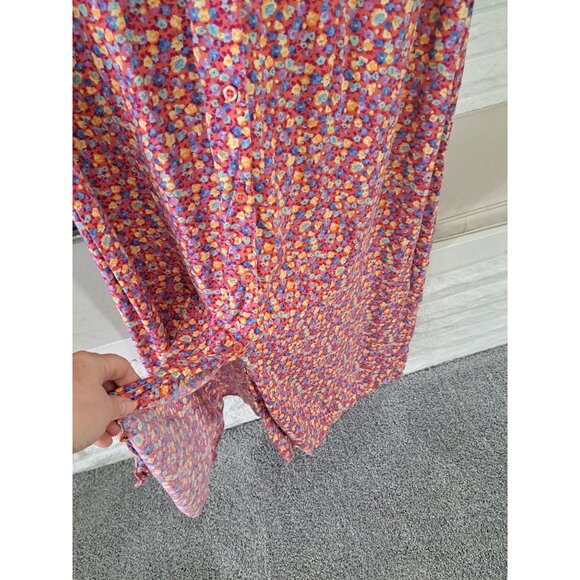 Denim & Co. Womens Floral Button Down Short Sleeve Dress Size 1X Rayon Multicolo - Picture 5 of 10